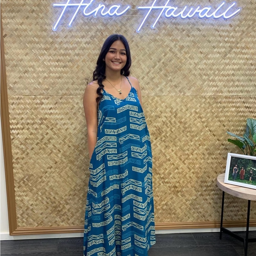 Blue Patterned Maxi Dress